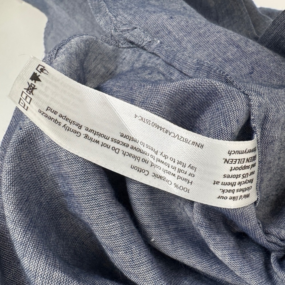 EILEEN FISHER Denim Organic Cotton Mandarin Collar Airy Twill Tunic Dress Size L - Picture 5 of 7